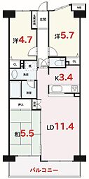 ベルシャトゥ武蔵藤沢 3LDKの間取図画像