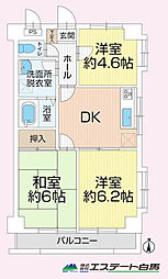 パレドール東所沢2 3DKの間取図画像