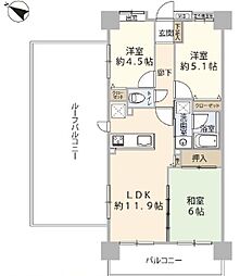 レーベンハイム鶴瀬 3LDKの間取図画像