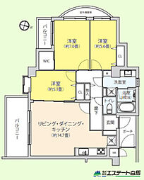 グローリオ東伏見 3LDKの間取図画像