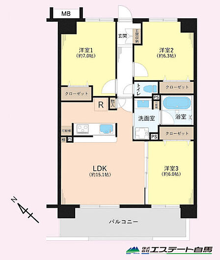 全居室6帖以上のゆとりある間取りです。