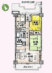 コスモ鶴瀬ステーションスクエア 2SLDKの間取図画像