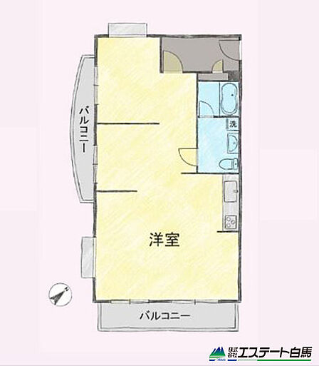 広々とした1Rのお部屋