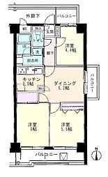 コスモ大宮日進 3LDKの間取図画像