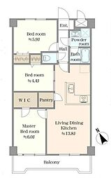 川越新宿マンション 3LDKの間取図画像