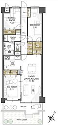 ライオンズマンション上福岡第3 2SLDKの間取図画像