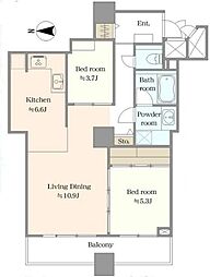 リズムタワー2 2LDKの間取図画像
