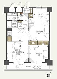 リッシェル上尾 2SLDKの間取図画像