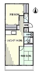 第10ユーセーハイツ大宮公園 2LDKの間取図画像
