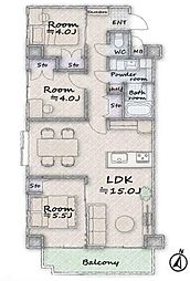 サンハイツ蓮田 3LDKの間取図画像