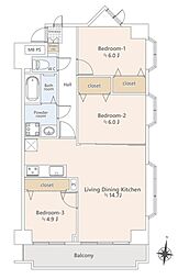 ライオンズマンション与野本町 3LDKの間取図画像
