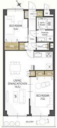 エンゼルハイム浦和中尾 2LDKの間取図画像