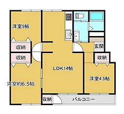 大宮七里グリーンハイツ6号棟 3LDKの間取図画像