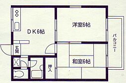 エステートピア弥生 1LDKの間取図画像
