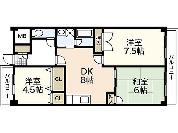 広島県広島市中区小網町(賃貸マンション3DK・10階・60.16㎡)の写真 その2