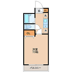 レジデンス芙美 1Kの間取図画像