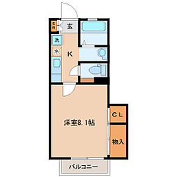 WISH五橋 1Kの間取図画像