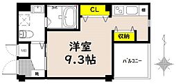 エムズコートタマデ ワンルームの間取図画像