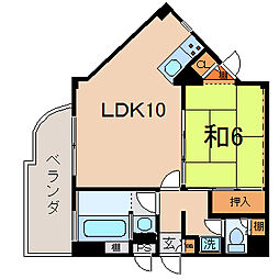 ヴィラ・デルマーレ 1LDKの間取図画像