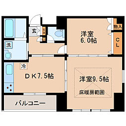 HF仙台レジデンスEAST 2DKの間取図画像