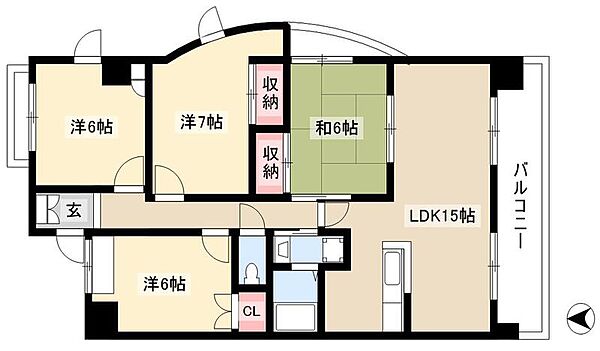 アルカディアIII ｜愛知県名古屋市名東区大針3丁目(賃貸マンション4LDK・4階・82.02㎡)の写真 その2