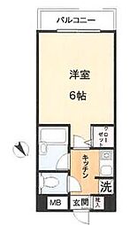 サニーハイツ東山 1Kの間取図画像