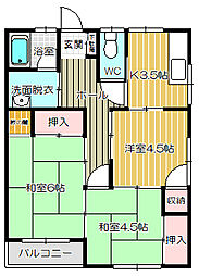 リモアハイツ 3Kの間取図画像