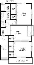 サニー 2DKの間取図画像