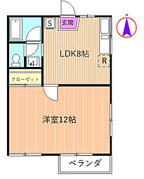 コスモリバティー 1LDKの間取図画像