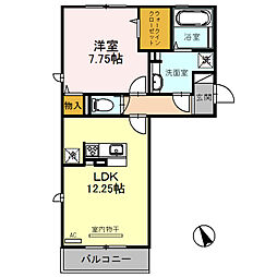 ヴァンクール 1LDKの間取図画像
