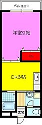 プチエトワール星和2番館 1DKの間取図画像