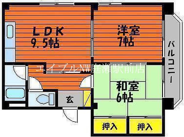 寿マンション ｜岡山県岡山市北区花尻ききょう町(賃貸マンション2LDK・1階・49.68㎡)の写真 その2