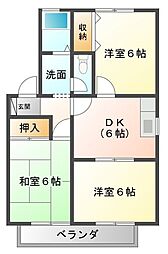 サニースクエアーB 3DKの間取図画像