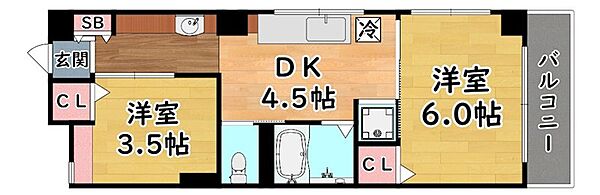兵庫県神戸市灘区水道筋６丁目(賃貸マンション2DK・4階・35.00㎡)の写真 その2