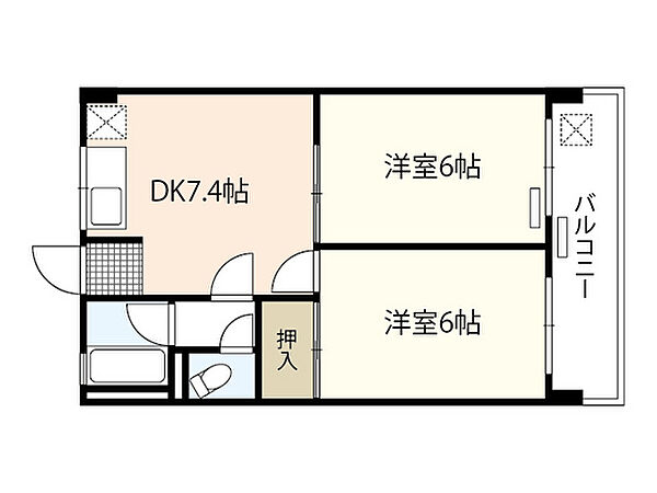 玉川ビル ｜広島県広島市安佐南区上安1丁目(賃貸マンション2DK・4階・39.00㎡)の写真 その2