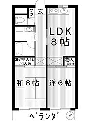 マンションケイコム 2DKの間取図画像