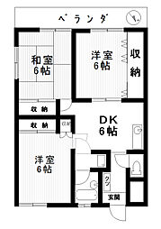 クレスト鳩川 3DKの間取図画像