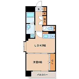 平和マンション榴ヶ岡 1LDKの間取図画像