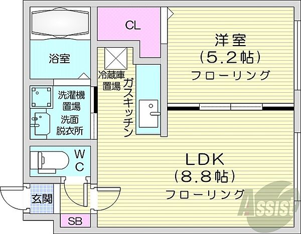 北海道札幌市中央区南五条西14丁目(賃貸マンション1LDK・2階・31.32㎡)の写真 その2