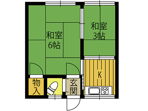 横山アパートＡ A6｜大分県別府市荘園(賃貸アパート2K・2階・28.35㎡)の写真 その2