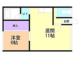 コーポ希望 1LDKの間取図画像