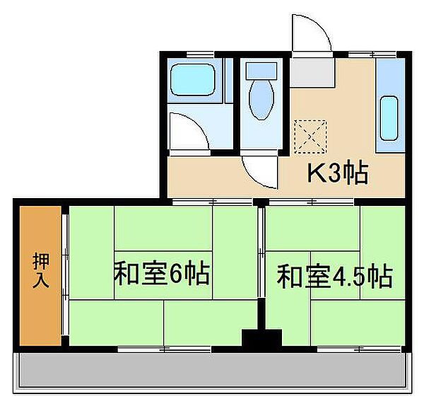 青木ビル ｜神奈川県横浜市鶴見区下末吉４丁目(賃貸マンション2K・4階・30.00㎡)の写真 その2