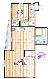 パーセル小金井 1LDKの間取図画像