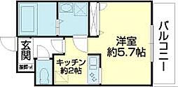 グランドコートC 1Kの間取図画像
