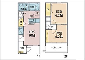 ダンデライオン　B 103 ｜ 栃木県栃木市岩舟町静（賃貸テラスハウス2LDK・--・54.82㎡） その2