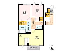 ティアラB 2LDKの間取図画像