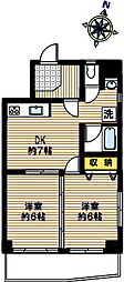 ラメール灘 2DKの間取図画像