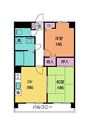 プレバンスアイ 2DKの間取図画像