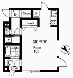 アルクス学芸大学 1Kの間取図画像