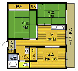 第2南セメントビル 306｜大分県大分市萩原１丁目(賃貸マンション3DK・3階・55.08㎡)の写真 その2